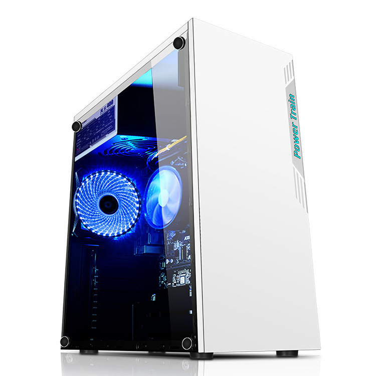 Small new white ATX desktop computer side through USB3.0 game Glass business diy large chassis power back line
