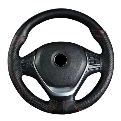 Steering wheel cover, First-Layer Cowhide Embossed Double-Line