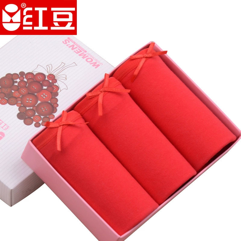 Красная фасоль Красная молодая леди Большая красная жизнь твердый хлопок средняя талия Свадьба праздничное Нижнее белье треугольник