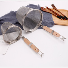 廠家批發麵食店米線簍子 高邊木柄粉籬漏勺 不鏽鋼過濾網勺 批發