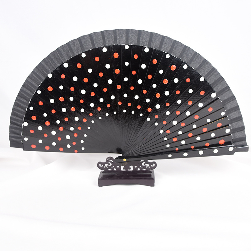 Ventilador español ventilador de la Media Luna ventilador de la danza fábrica al por mayor acabado de pintura Dama plegable ventilador conveniente apertura y cierre suave