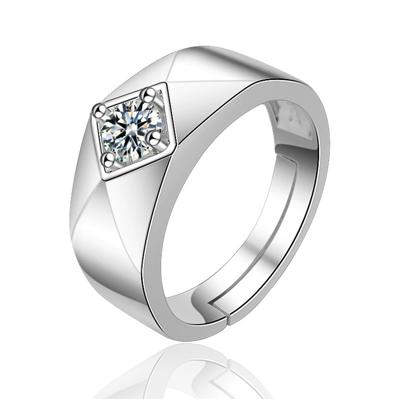 Copper one size men's creative accessory with zircon, wedding ring, Japanese and Korean, light luxury style, simple and elegant design
