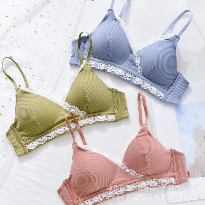 Summer ultra thin white supporting sexy breathable wireless bra for students