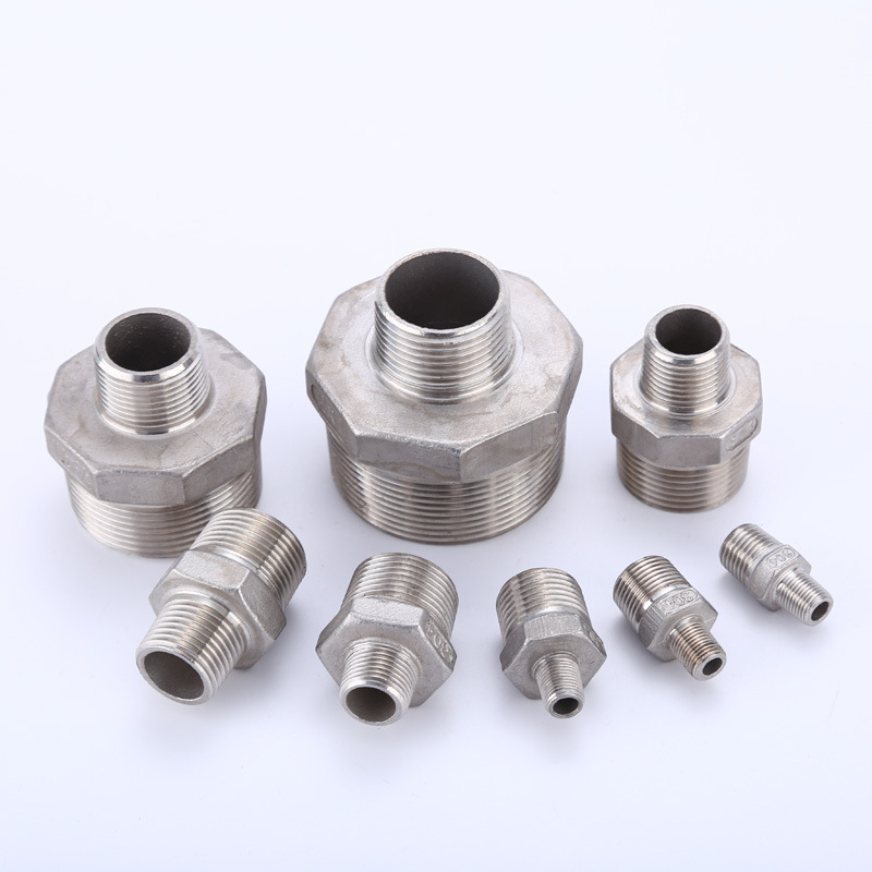 304不锈钢接头NPT六角对丝异径变径转换水管接头皮接配