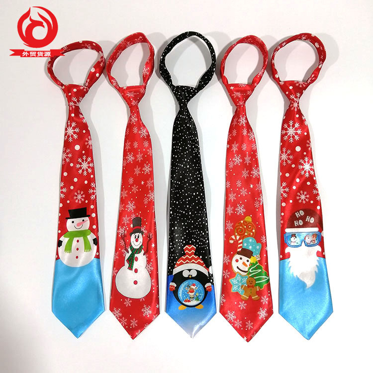 Amazon popular nuevo diseño impreso corbata vacaciones impreso LED luminoso corbata de Navidad música transfronteriza exclusiva