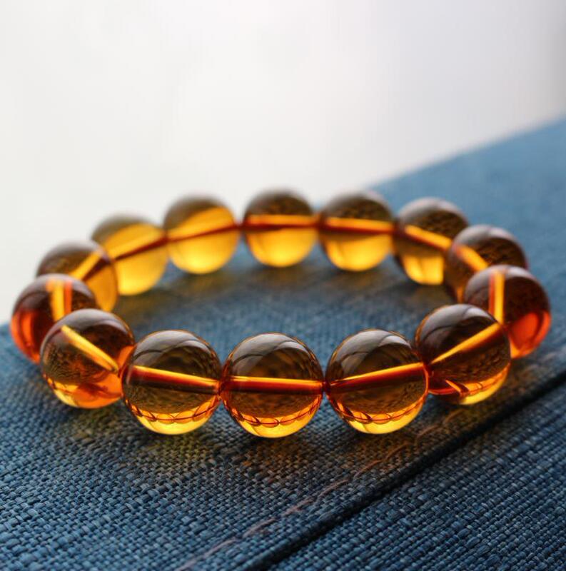 Brazilian Citrine Round Bead Bracelet Citrine 128 Face Cut Hand String Korean Fashion Couple Crystal Jewelry