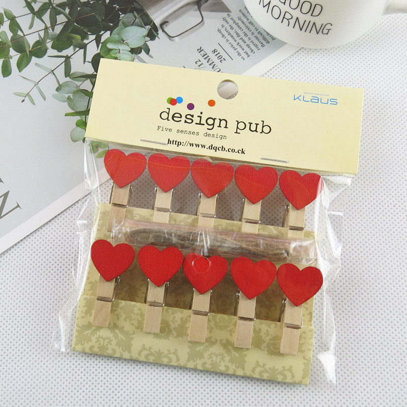 Free Hemp Rope 3.5cm Small Wooden Clips Children's Clips Photo Clips Home Decoration Memo Clips Natural Wood Clips Wooden