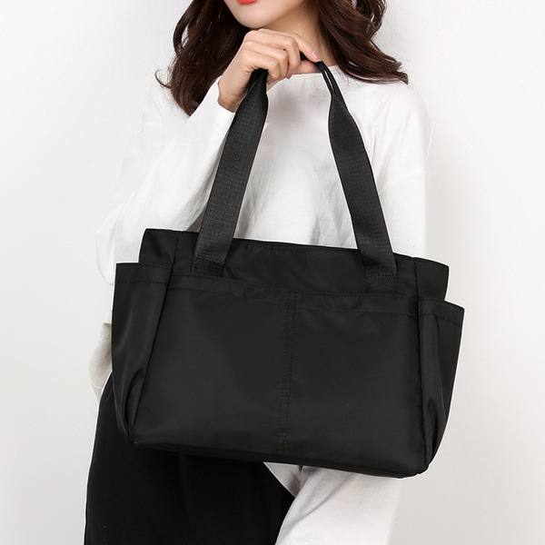 Capacious solid color durable waterproof nylon one-shoulder bag