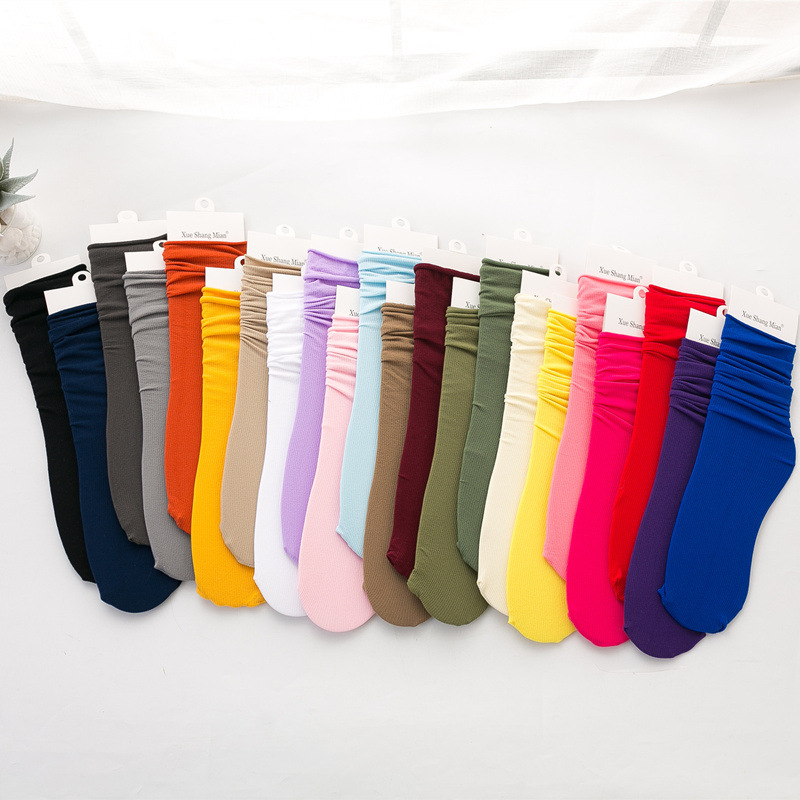 Los calcetines de la pila de las mujeres calcetines de la pantorrilla del color del caramelo del color sólido del todo-fósforo calcetines rectos sin talón finos del terciopelo