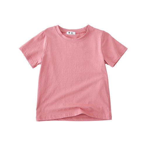 Foreign trade candy color t new summer style boys basic solid color tops girls baby versatile half-sleeved cotton T-shirt
