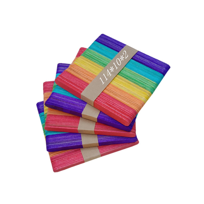 彩色114*10*2创意手工模型材料冰棒棒 DIY彩色原色雪糕棒圆木棒