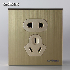 Factory-wholesale stainless steel brushed metal 5-gang socket, gold-colored 86-type flush-mount 2- or 3-pole wall switch panel