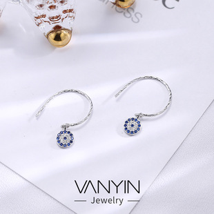 Wanying Jewelry Devil's Eye Ear Hook S925 Sterling Silver Earrings Korean Fashion Trend Internet Celebrity Personalized Jewelry