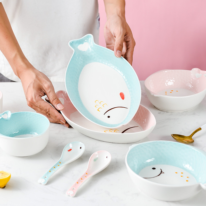 Tazón de cerámica solo estudiante comer tazón linda chica corazón japonés vajilla una persona comiendo ensalada personalidad creativa hogar
