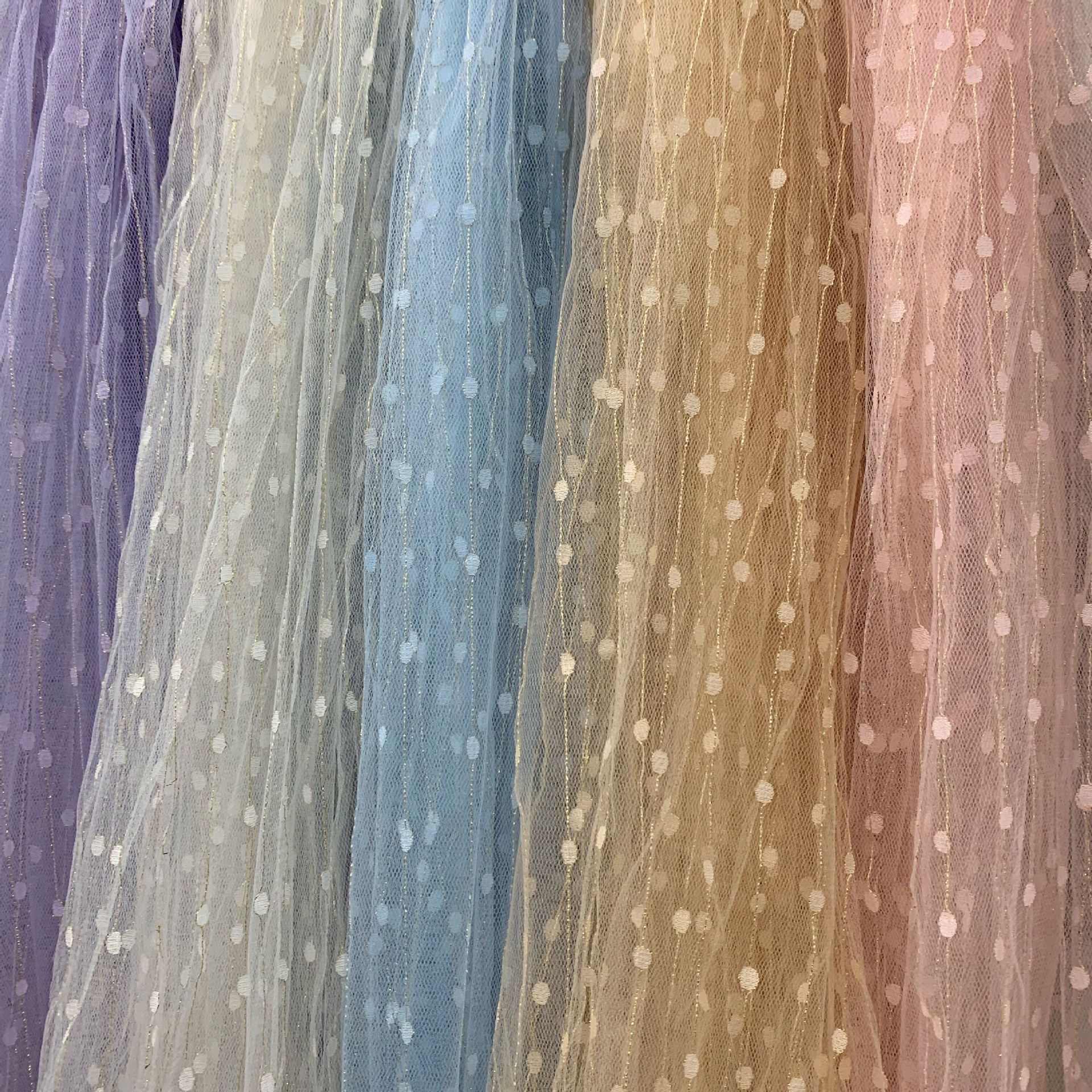 Gotas de lluvia de meteoros tela de malla de nylon hilo de oro plata hilo tela de Hanfu tela en stock lote