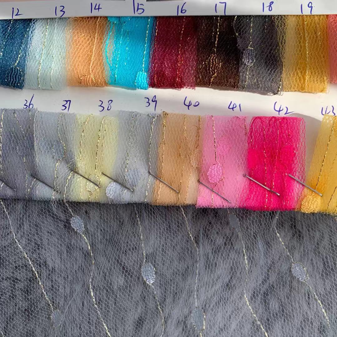 Gotas de lluvia de meteoros tela de malla de nylon hilo de oro plata hilo tela de Hanfu tela en stock lote
