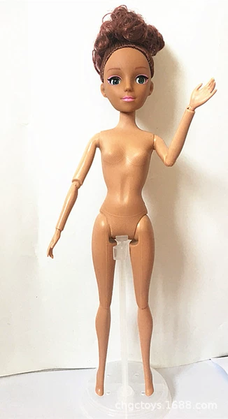 4D living eye brown tie hair naked doll
