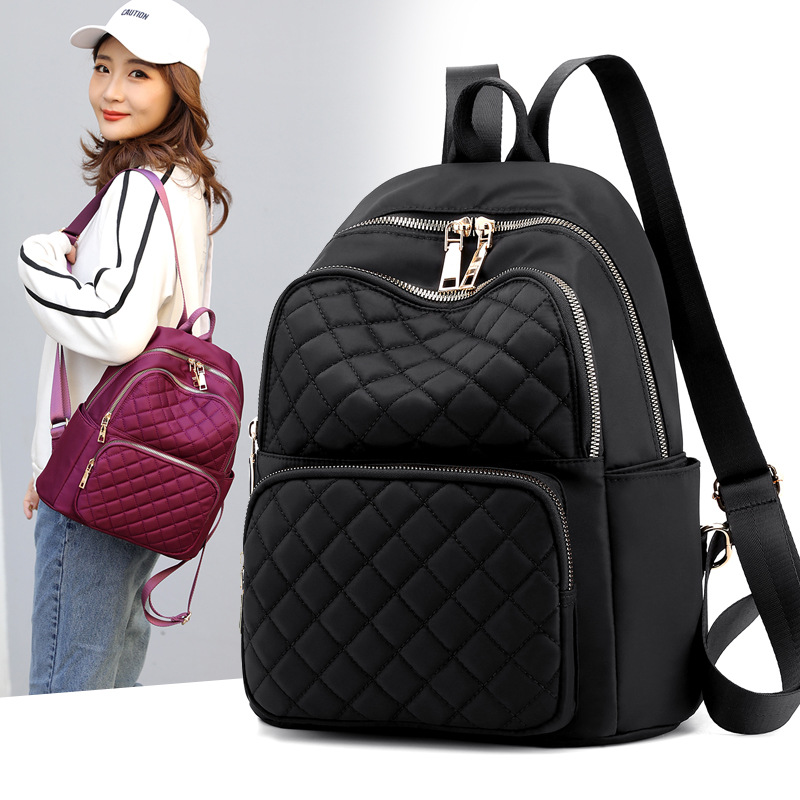 2023 nueva mochila de las mujeres de gran capacidad de nylon ligero bordado hilo Mochila De Las Mujeres bolsa de viaje simple mochila informal