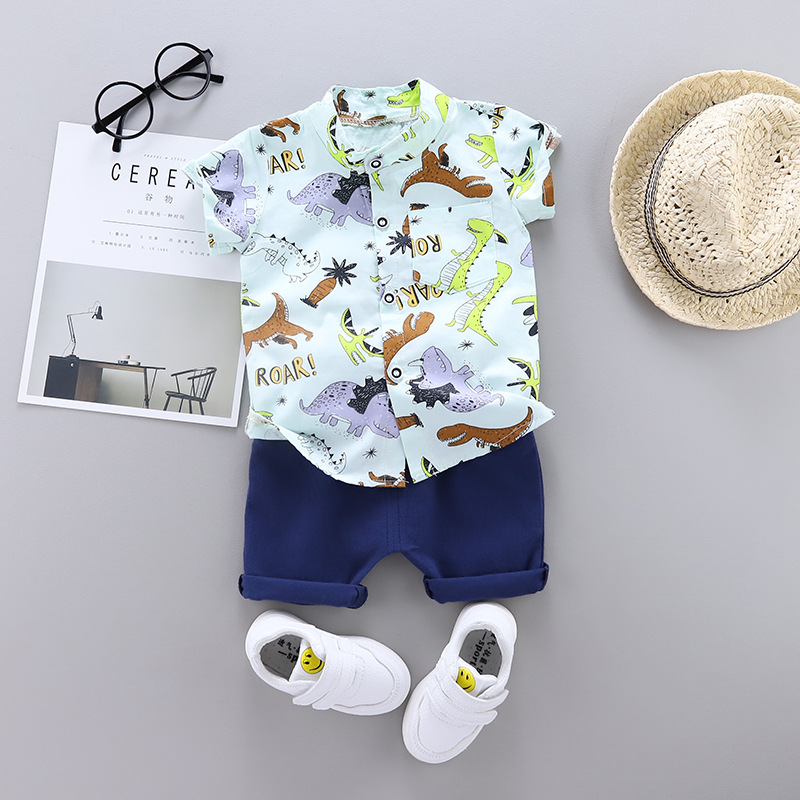 Cross-border children's clothing summer new children's clothing Korean boys baby baby children's suit shirt short sleeve suit two-piece set