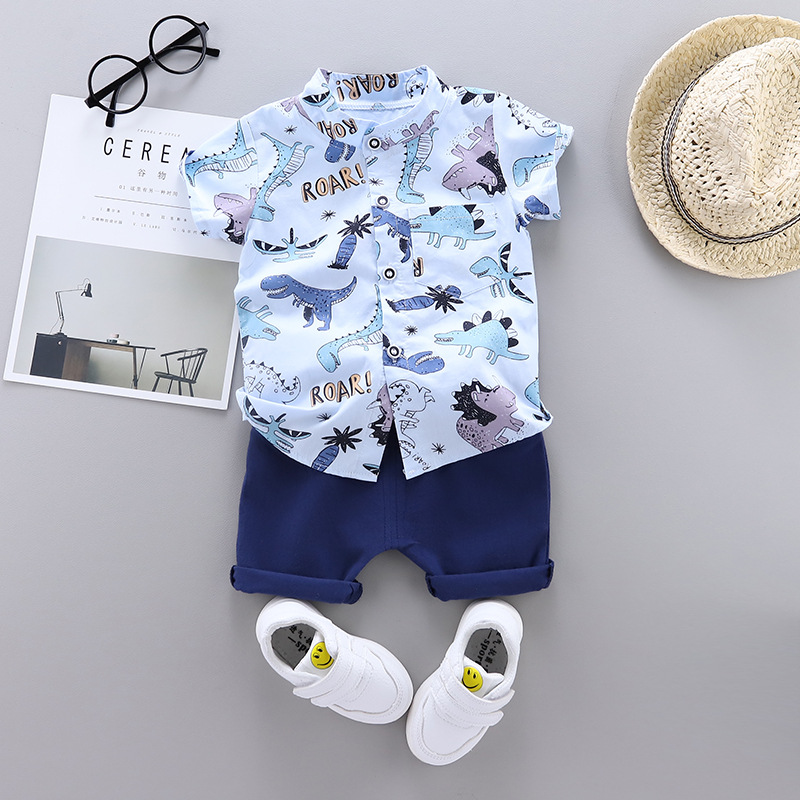 Cross-border children's clothing summer new children's clothing Korean boys baby baby children's suit shirt short sleeve suit two-piece set