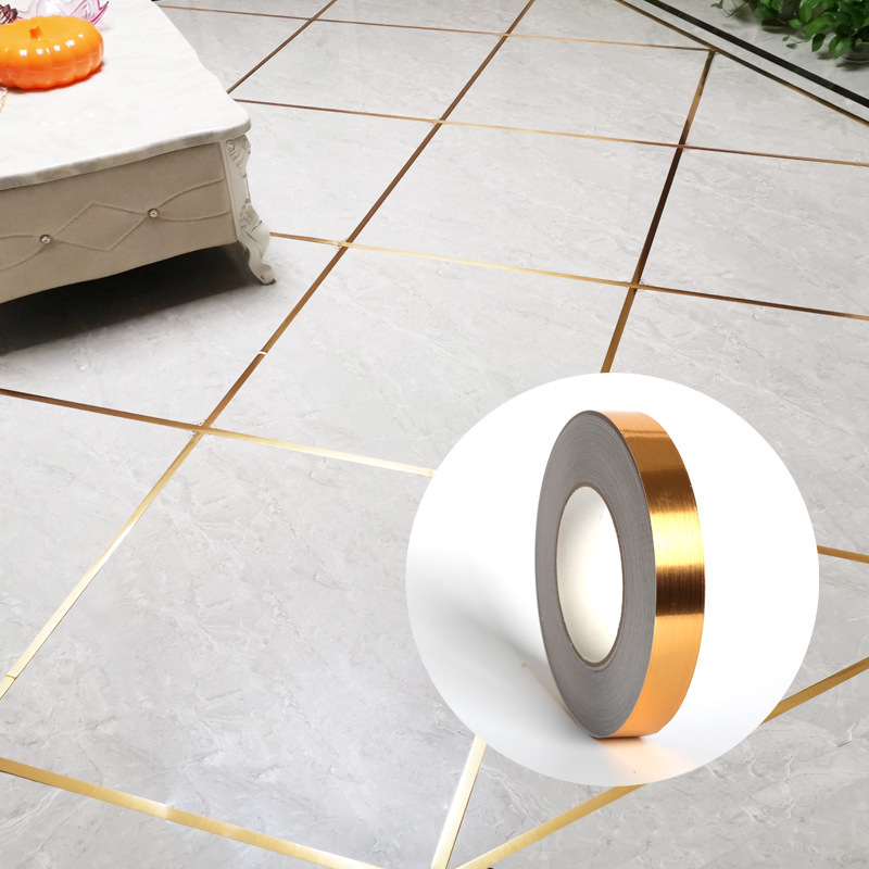 Ceramic tile beautiful seam wall gap decoration self-adhesive waterproof wear-resistant living room floor tile floor tile gold foil line Ceramic tile beautiful seam wall gap decoration self-adhesive waterproof wear-resistant living room floor tile floor tile gold foil line