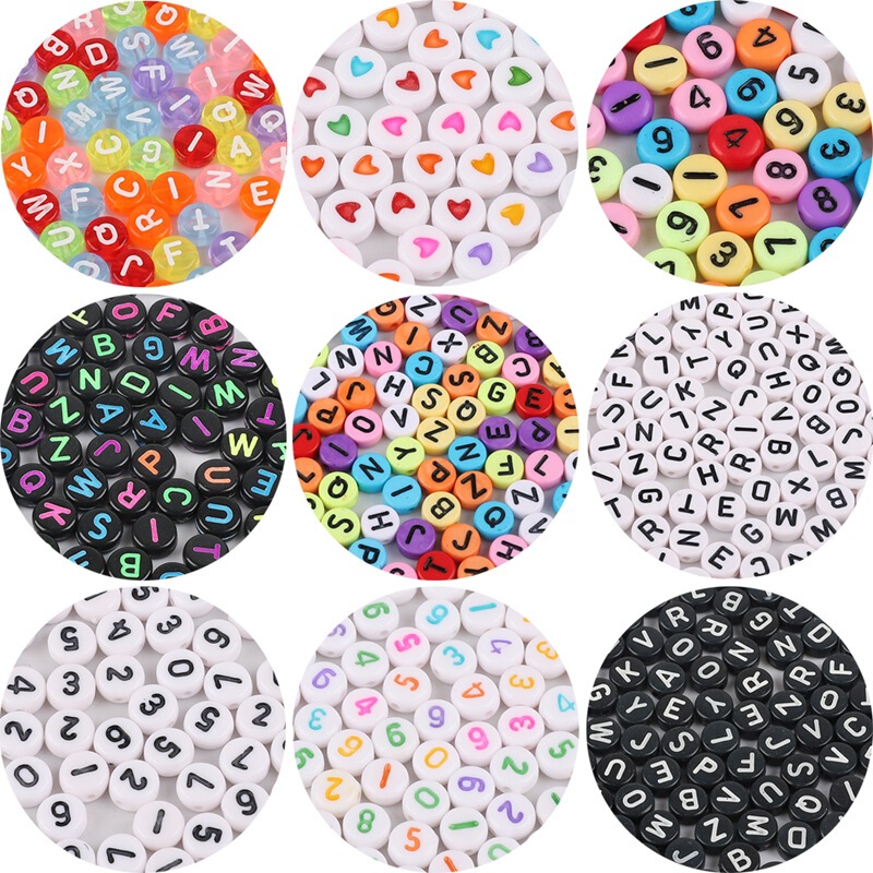 4*7mm acrylic loose beads English letter flat beads diy children's early education beaded jewelry accessories bracelet weaving