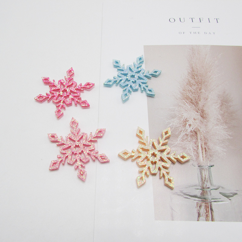 Cross-border decoración de Navidad copo de nieve pieza polvo de oro accesorios para el cabello material de horquilla polvo de oro copo de nieve accesorios de decoración de la joyería