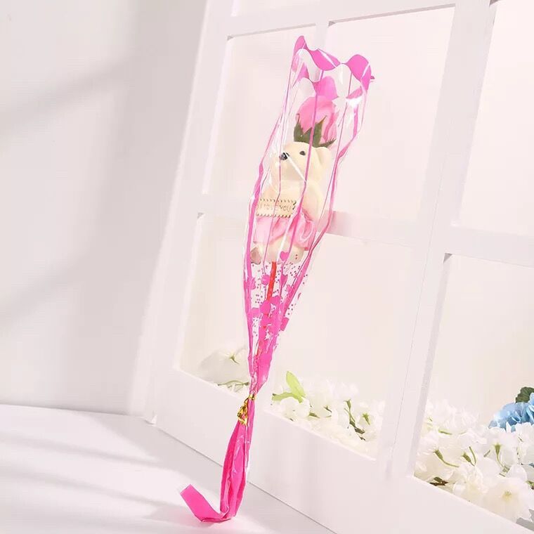 Regalo de flor de jabón y oso para el Día de la Madre y bodas.