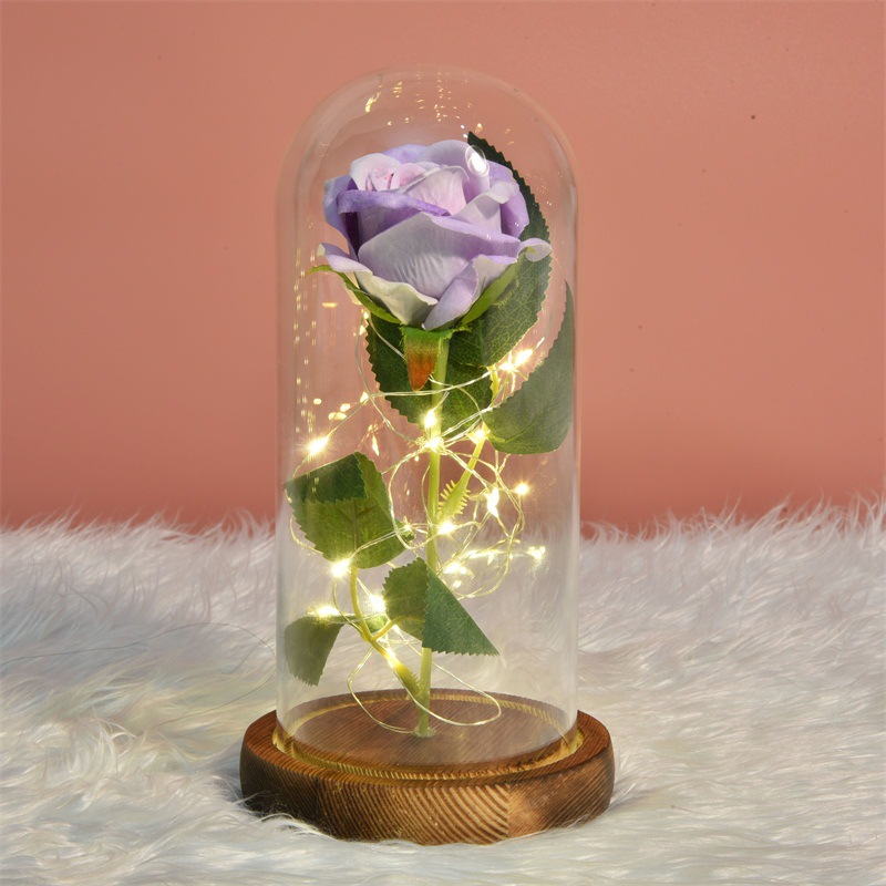 Transfronterizo Pequeño Príncipe Rosa artificial 24K hoja de oro rosa de cristal de luz LED de San Valentín regalo de Navidad