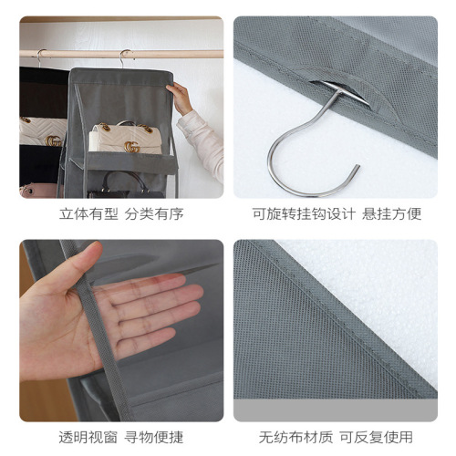 Bag storage hanging bag hanging door behind fabric dustproof household wardrobe storage rack dormitory artifact clothing and kitchen storage bag
