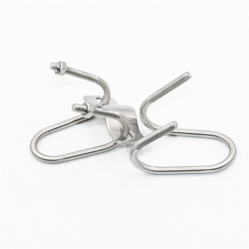 304 stainless steel double U bolt cross U-shaped pipe clamp pig raising equipment livestock greenhouse pipe clamp U-shaped hoop M6M8