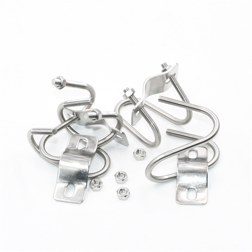 304 stainless steel double U bolt cross U-shaped pipe clamp pig raising equipment livestock greenhouse pipe clamp U-shaped hoop M6M8