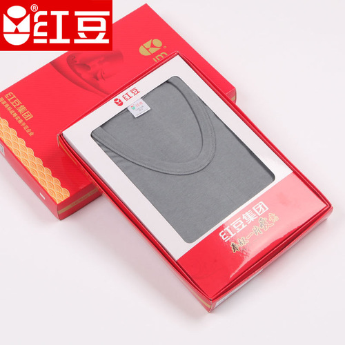 Red bean combed cotton pure cotton low collar round neck autumn and winter new autumn clothes and long pants bottoming underwear set boxed red and black