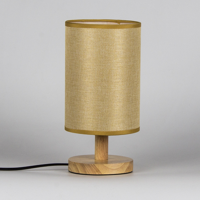 Transfronteriza tela de lino lámpara de mesa de madera dormitorio nórdico simple creativo regalo personalizado publicidad imprimible logo