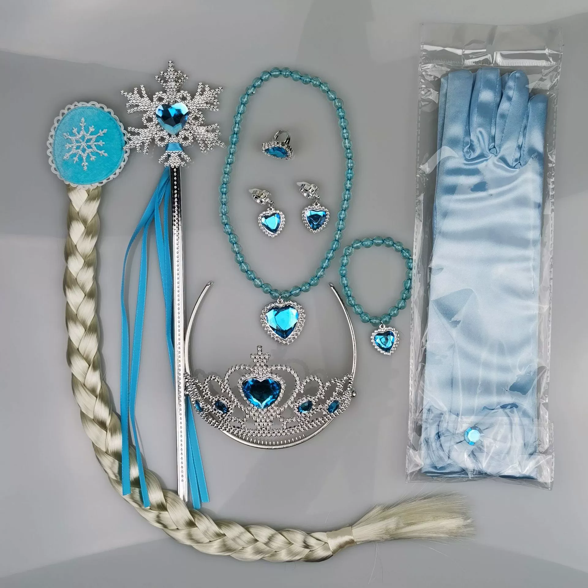 Заколка с хвостиком, серьги, перчатки, детский аксессуар для волос, набор, «Холодное сердце»
