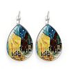 Accessory, starry sky, retro metal glossy earrings, suitable for import, with gem, European style