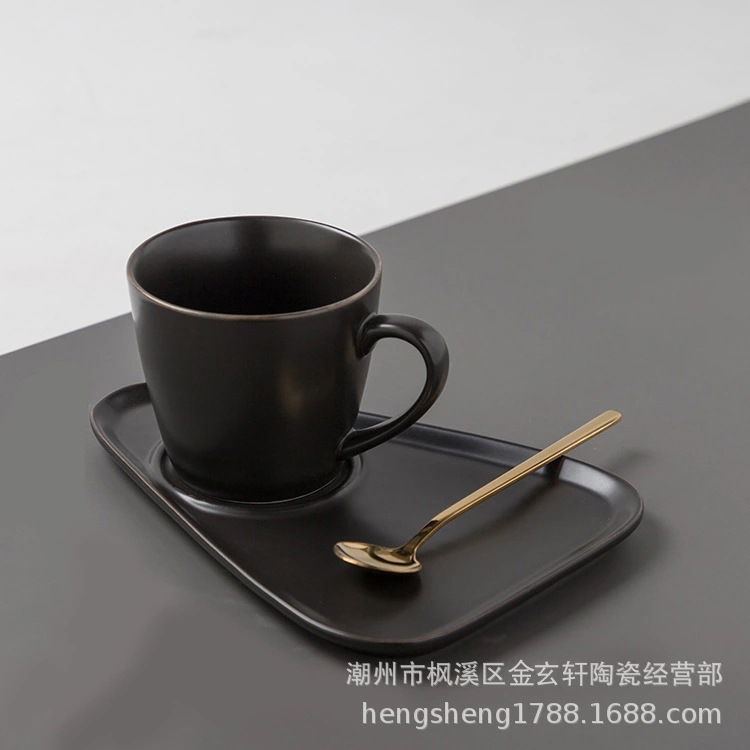 Nórdico creativo taza de café y platillo con cuchara traje luz lujo desayuno postre té la tarde noble regalo LOGO caja