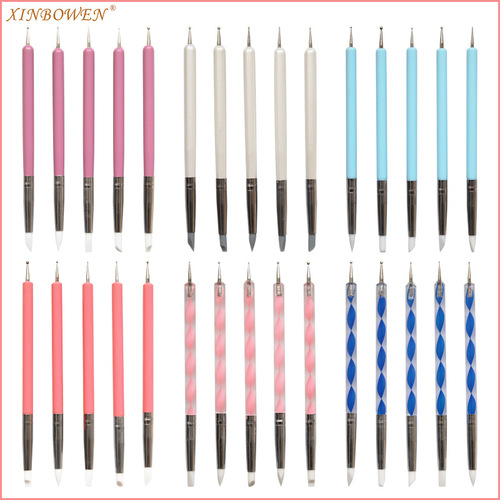 Nail art pen acrylic rod silicone dot flower double-head dot pen clay tool detail modification pen manicure indentation pen