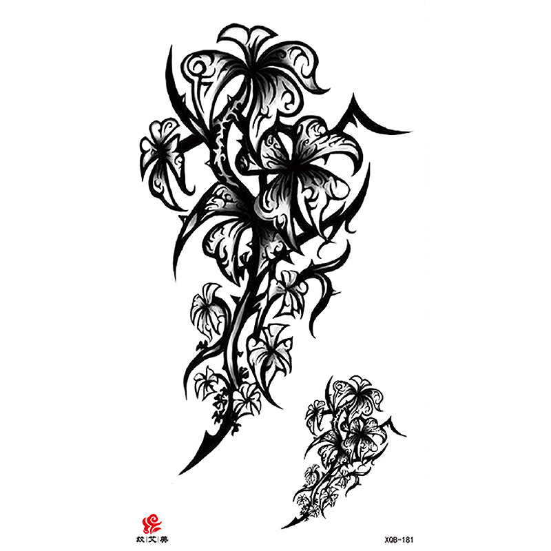 Pegatinas de tatuaje impermeables de brazo completo con símbolos, totems, animales y calaveras, disponibles para venta al por mayor y suministro transfronterizo.
