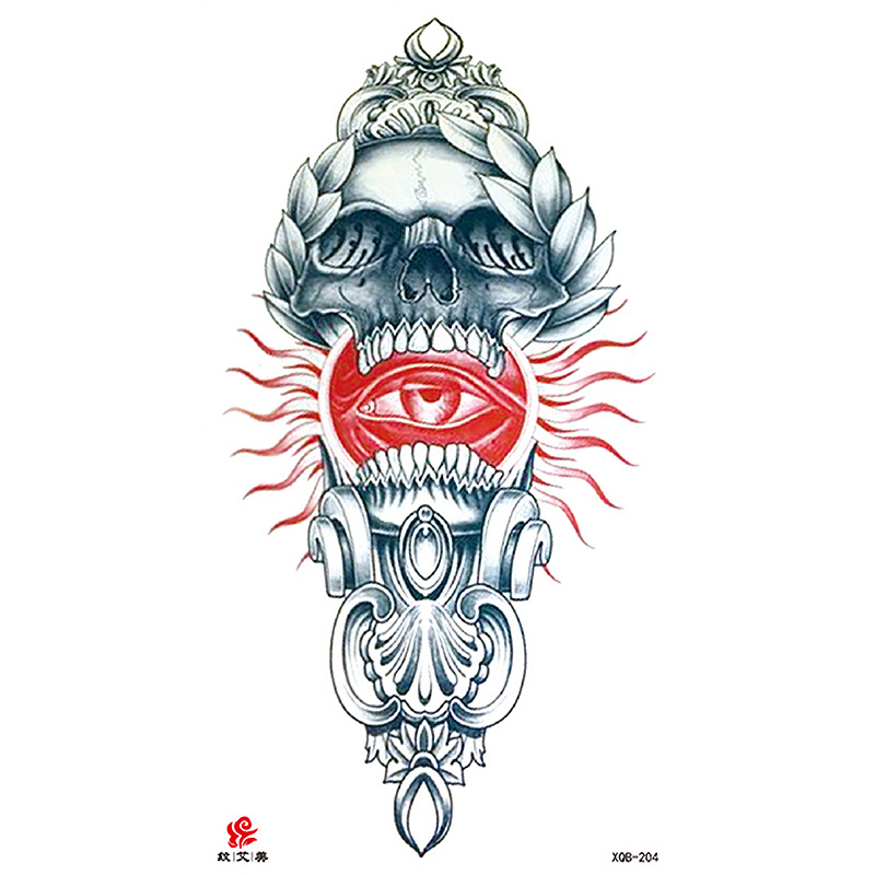 Pegatinas de tatuaje impermeables de brazo completo con símbolos, totems, animales y calaveras, disponibles para venta al por mayor y suministro transfronterizo.