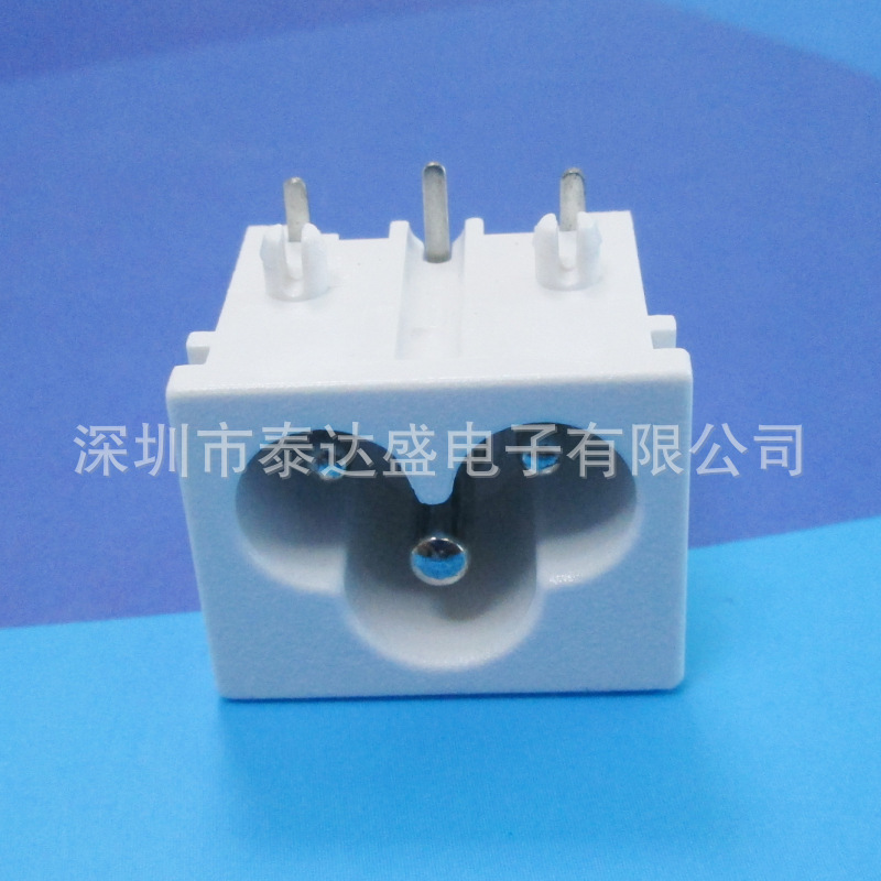 AC梅花插座 三芯全铜米奇电源插座 三脚插板脚AC电源座DB-6 23*18