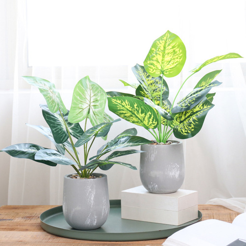 Nordic style simulated pothos plant bonsai, simulated flower ornaments, turtle leaf potted plants, desktop fake flower decorations