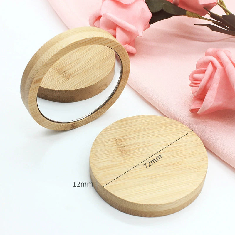 Wooden room retro handheld mirror