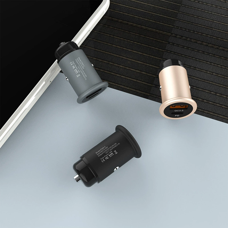 автомобильное зарядное устройство F640 / F640-2, QC3.0 + PD (или двойной QC), компактная быстрая зарядка 15W