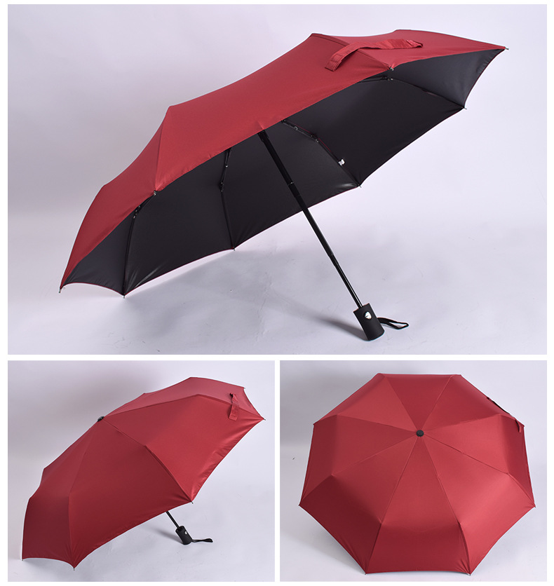 Paraguas de vinilo de protección solar completamente automático en stock logotipo imprimible al por mayor paraguas plegable paraguas de sol paraguas triple