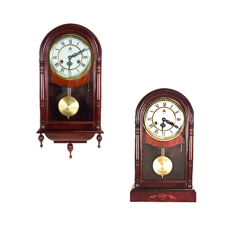 Reloj de pared de estilo chino nuevo antiguo, de madera maciza, mecánico – movimiento de péndulo de cobre Polaris, para Feng Shui.