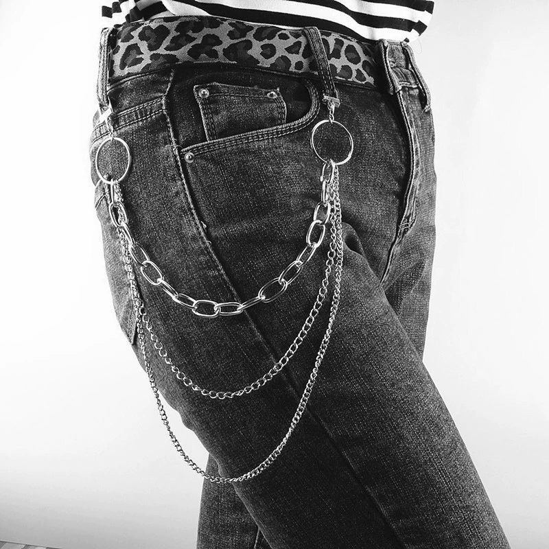 Metal trousers, jeans, keychain, accessory, European style, punk style