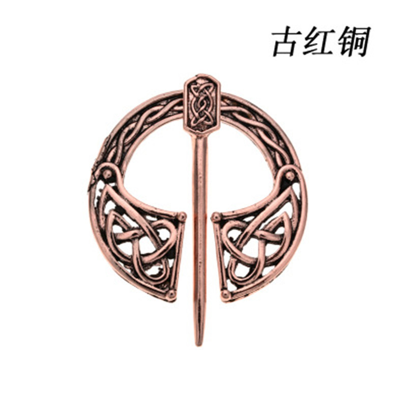6. 패턴 고대 빨간 구리 바이킹 브로치 (BC0002-00-09)