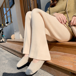 Maternity Clothes 2022 Autumn and Winter New Korean Fashion Knitted Belly Support Maternity Pants for Postpartum Pregnancy