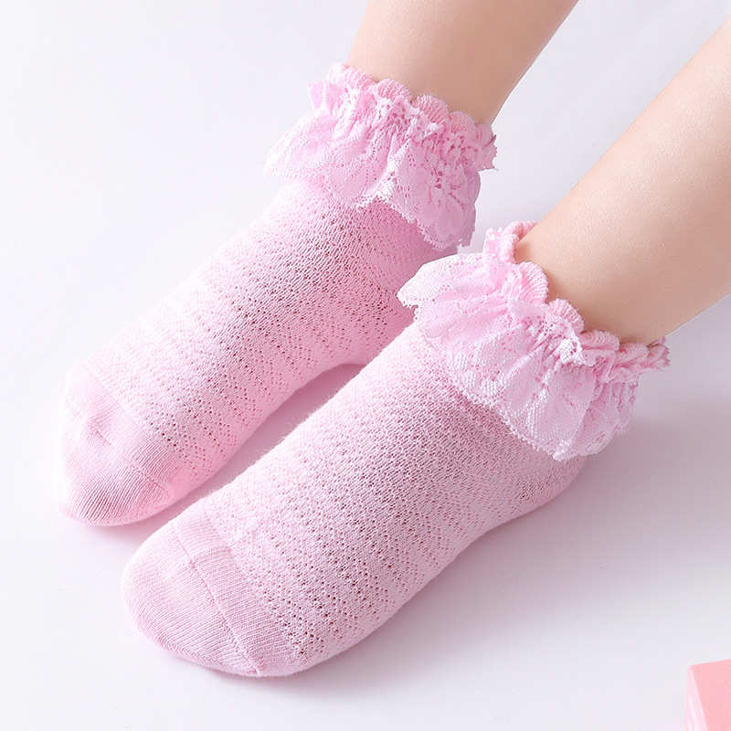 Calcetines para niños para primavera, otoño y verano, calcetines de encaje para niñas, calcetines sueltos de princesa de encaje para bebé, calcetines para bebé, calcetines cortos de algodón, transpirables